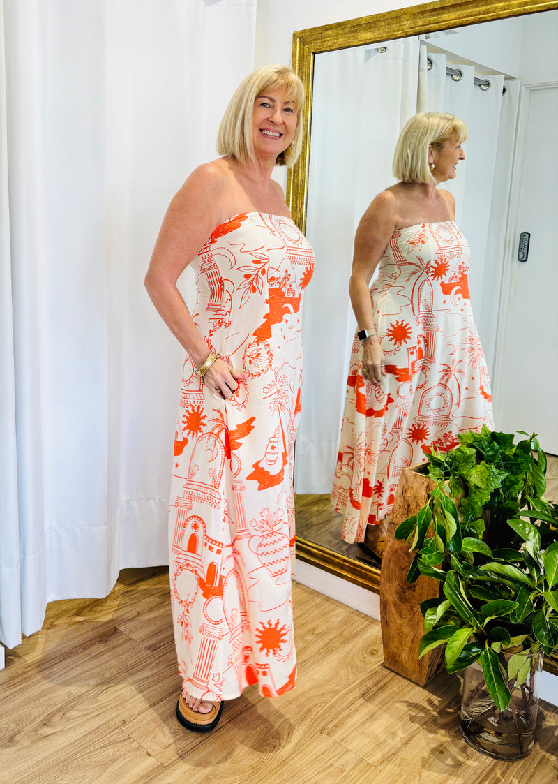 Kemben Maxi Orange Print