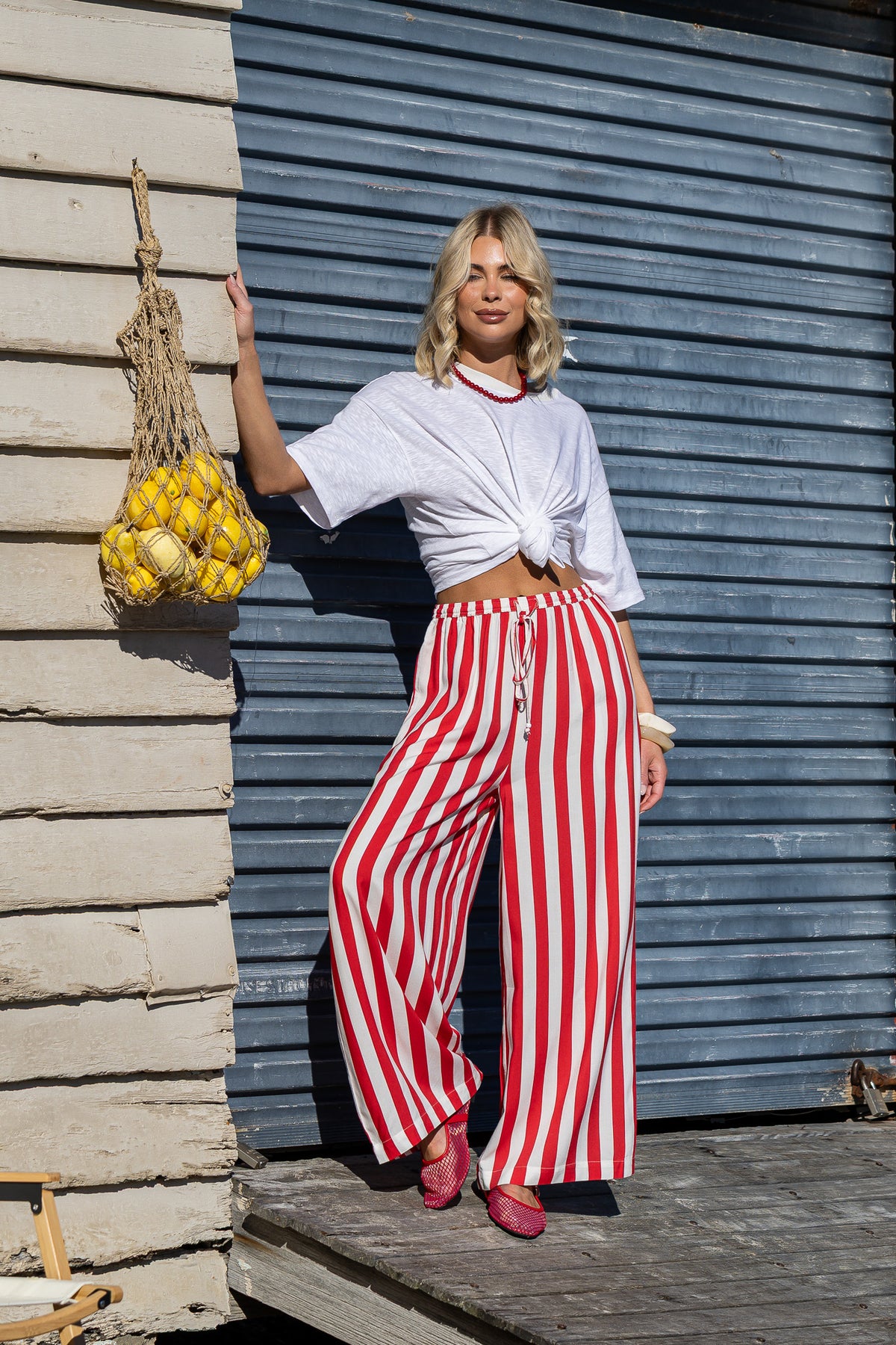 Palma Pants Red & White