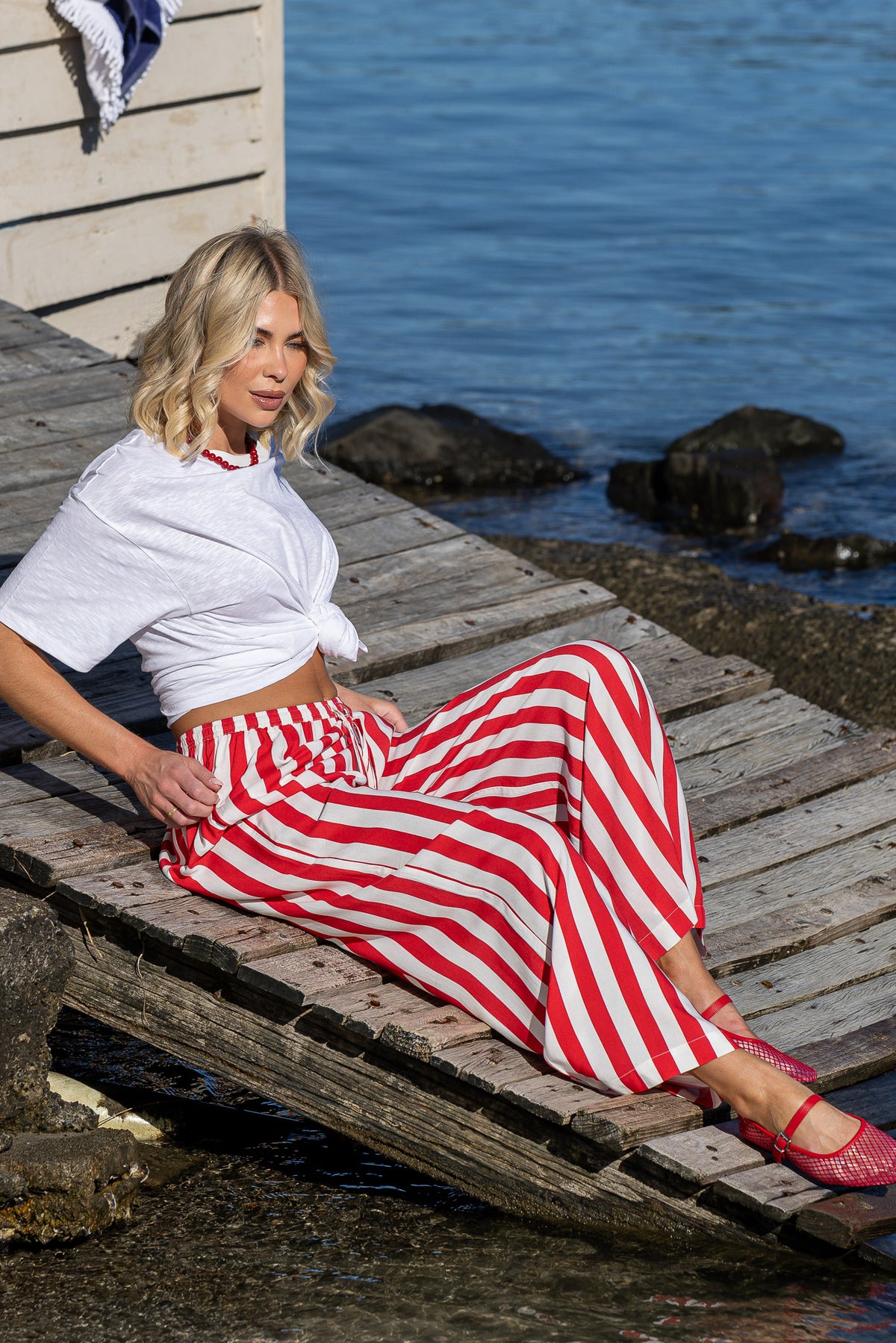 Palma Pants Red & White