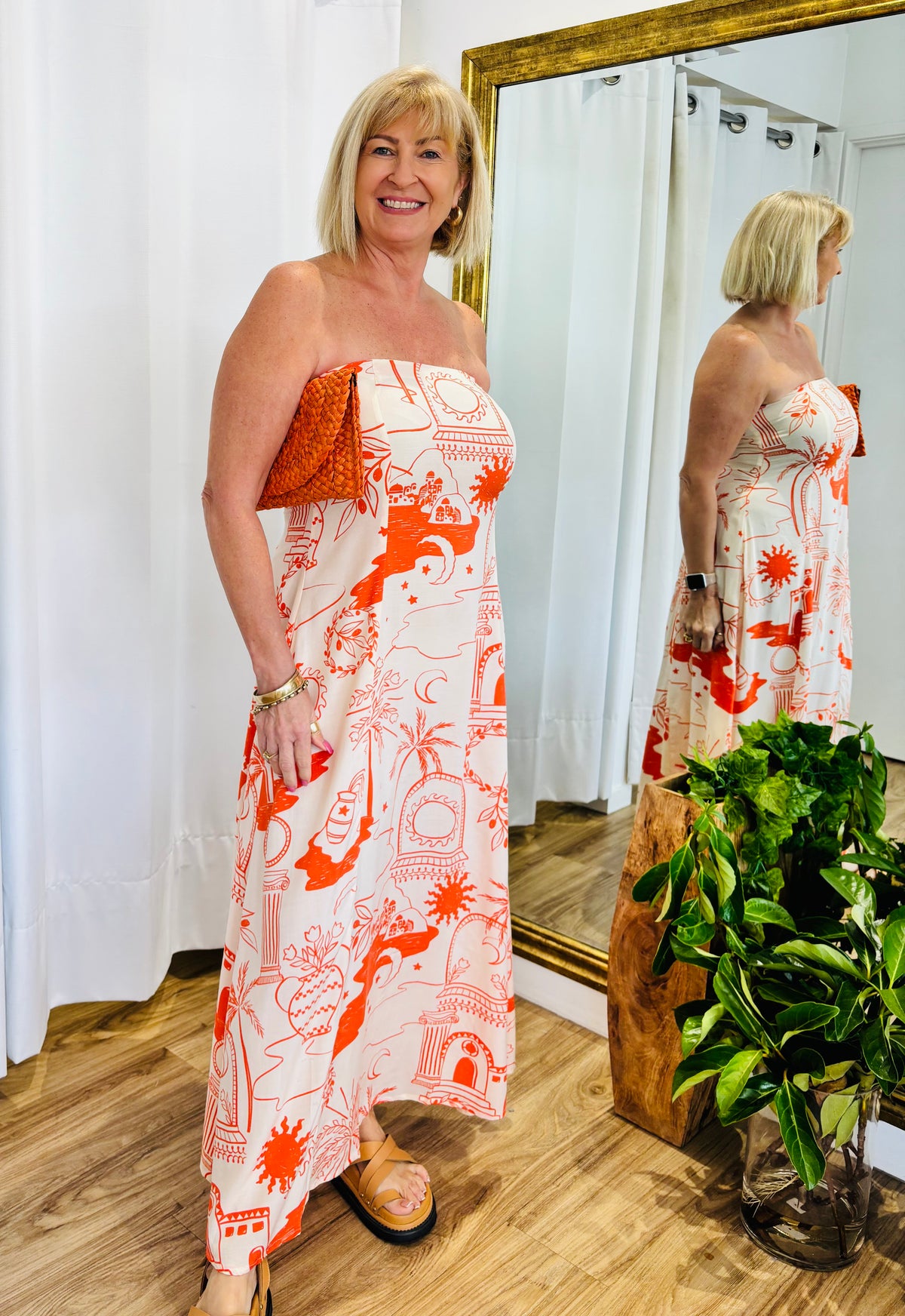 Kemben Maxi Orange Print