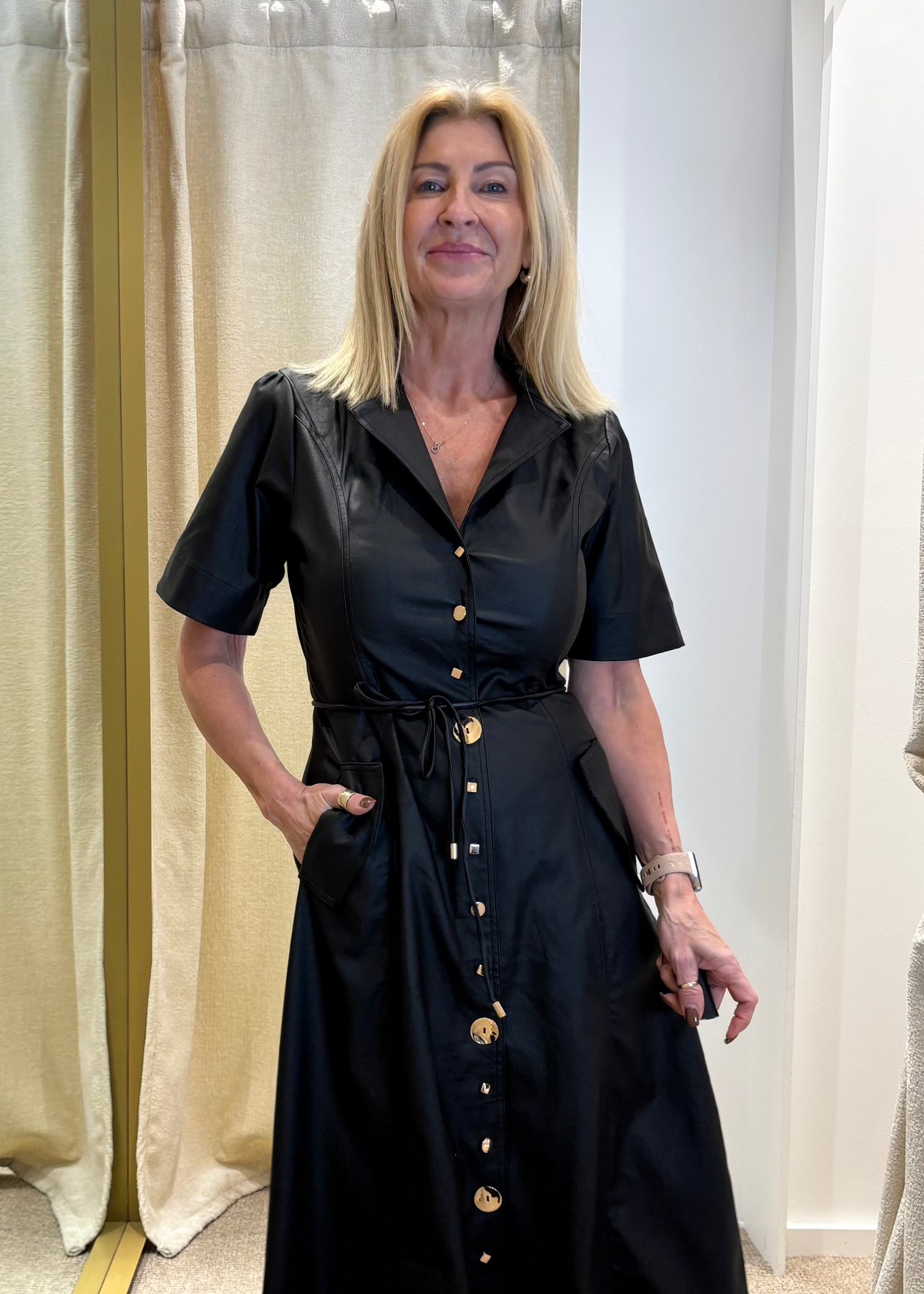 Jet Leather Look Dress