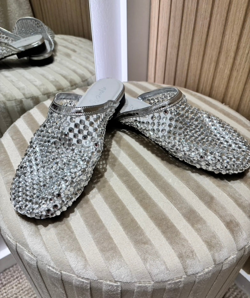 Juliet Mules Silver