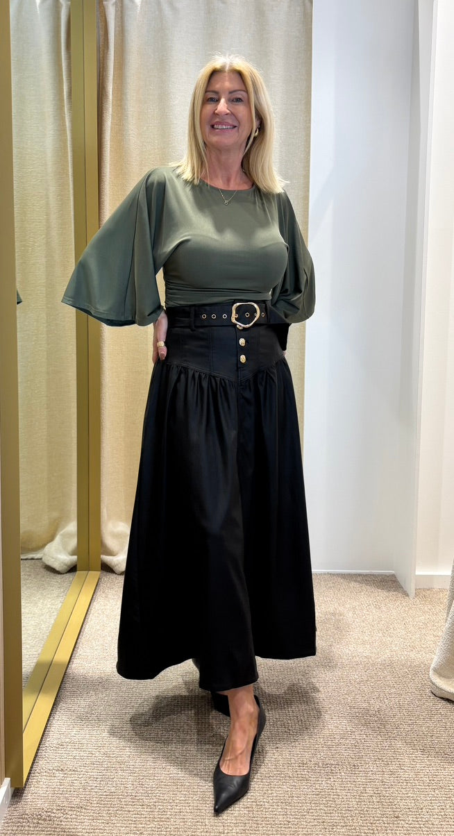 Jet Leather Look Skirt