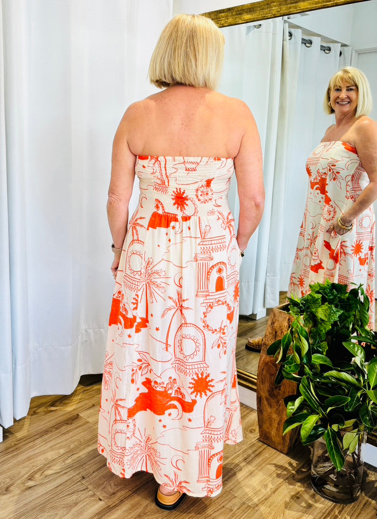 Kemben Maxi Orange Print