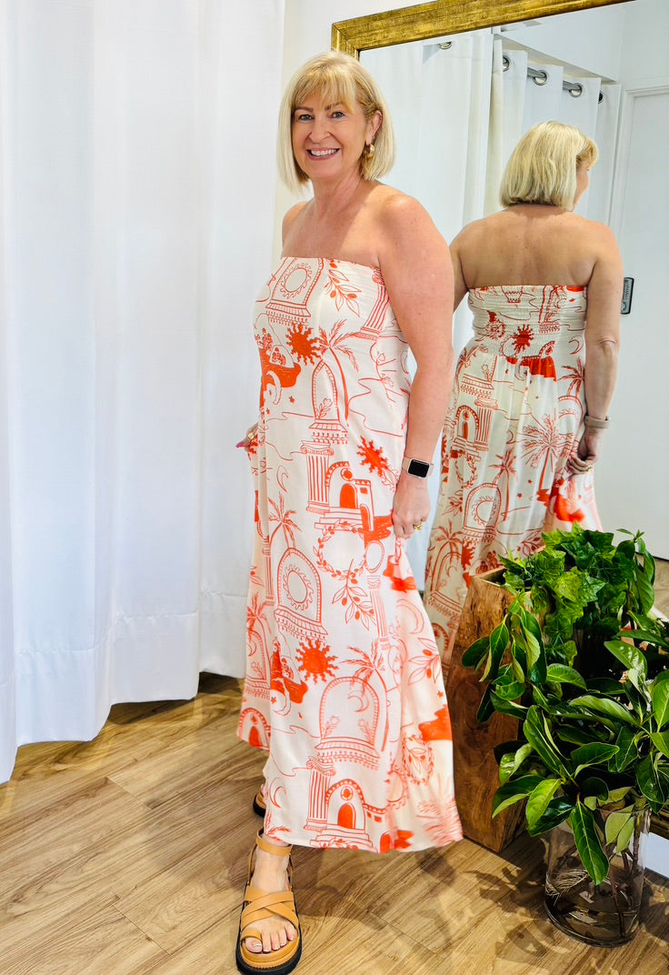 Kemben Maxi Orange Print