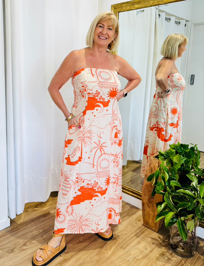 Kemben Maxi Orange Print