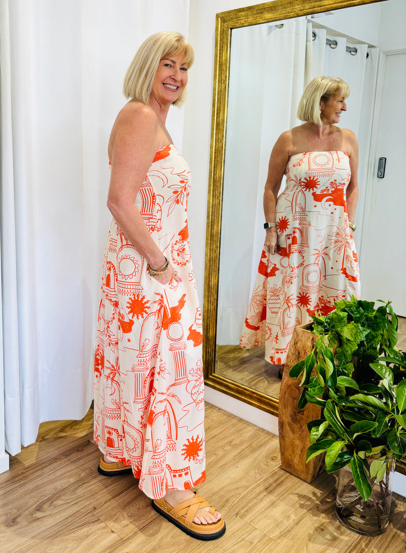 Kemben Maxi Orange Print