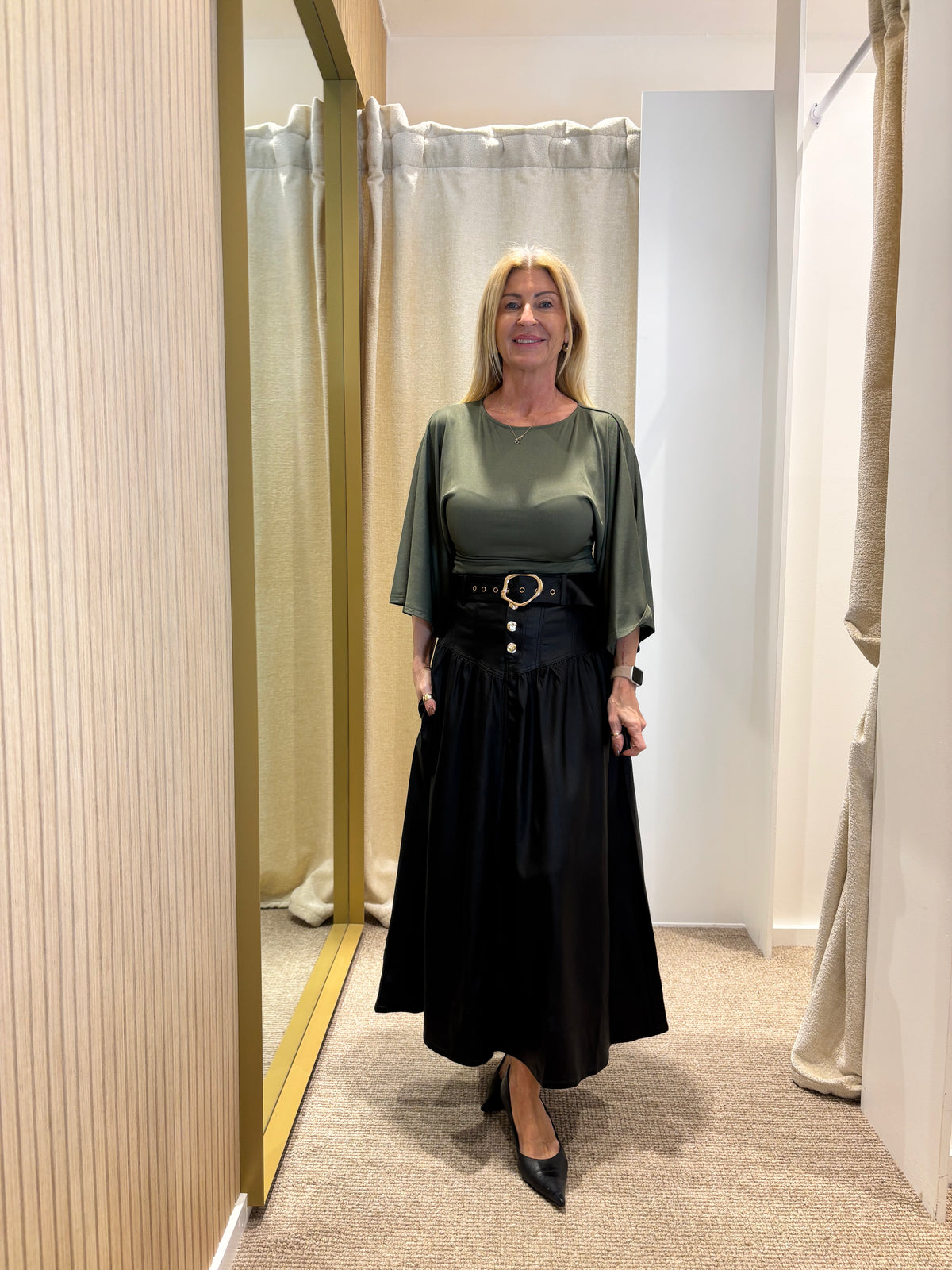 Jet Leather Look Skirt