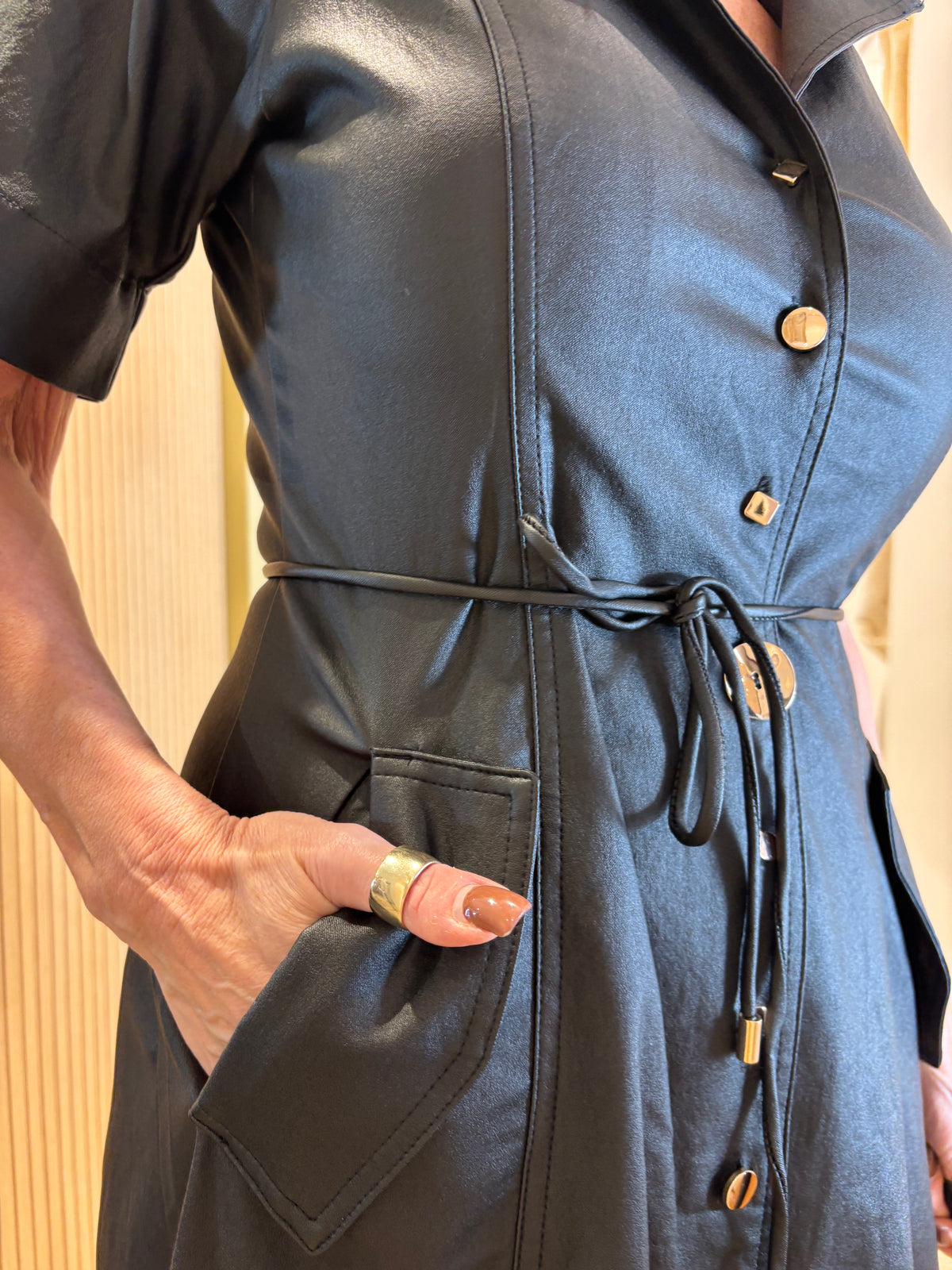 Jet Leather Look Dress