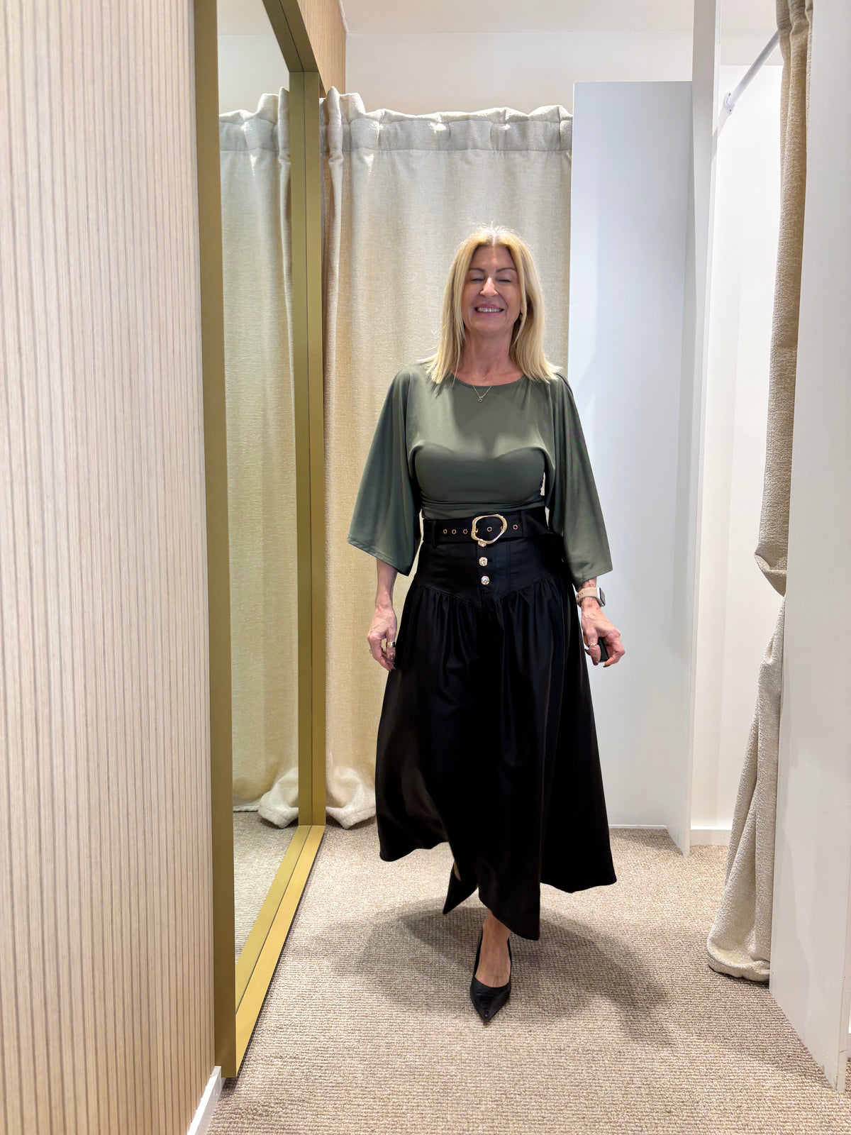 Jet Leather Look Skirt