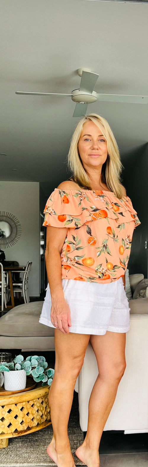 Rhi Off Shoulder Top Tangerine