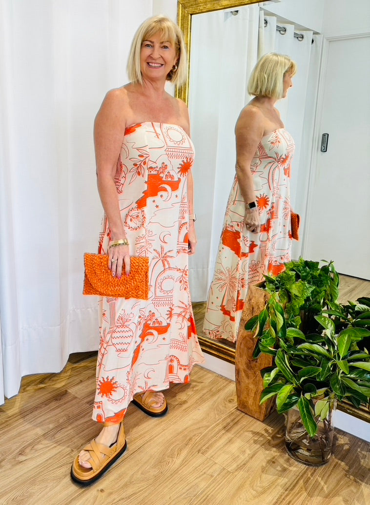 Kemben Maxi Orange Print