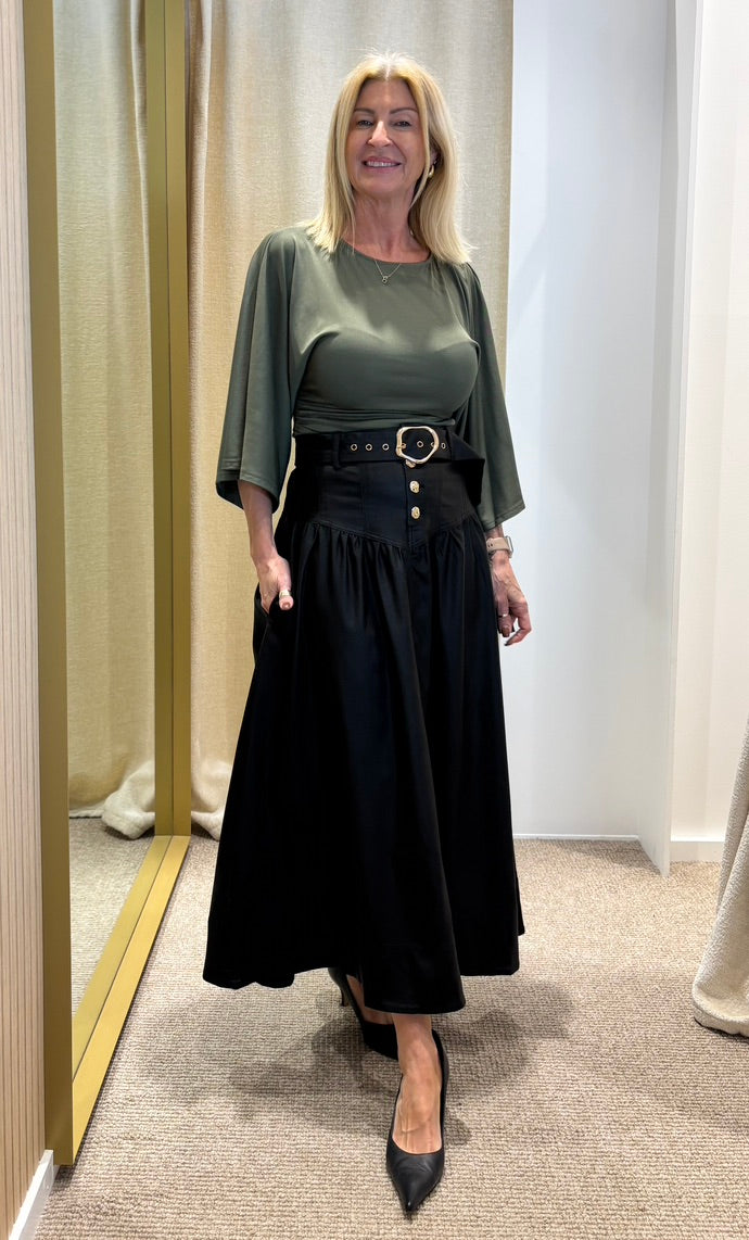 Jet Leather Look Skirt