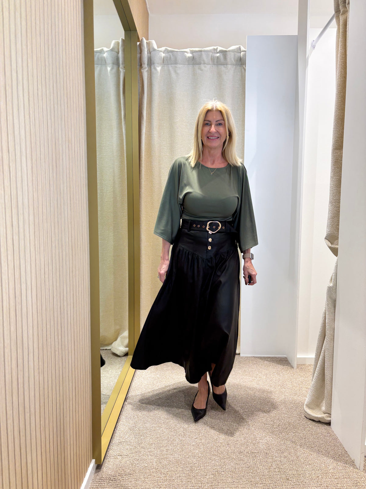 Jet Leather Look Skirt