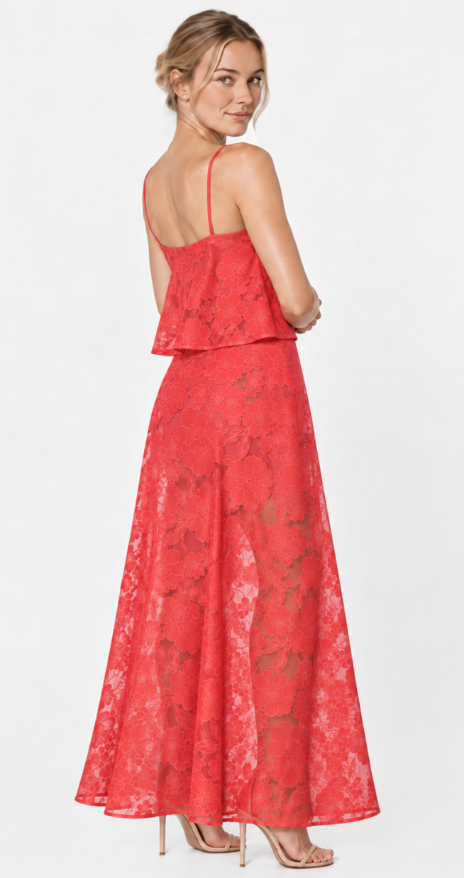 Charmaine Lace Maxi Red