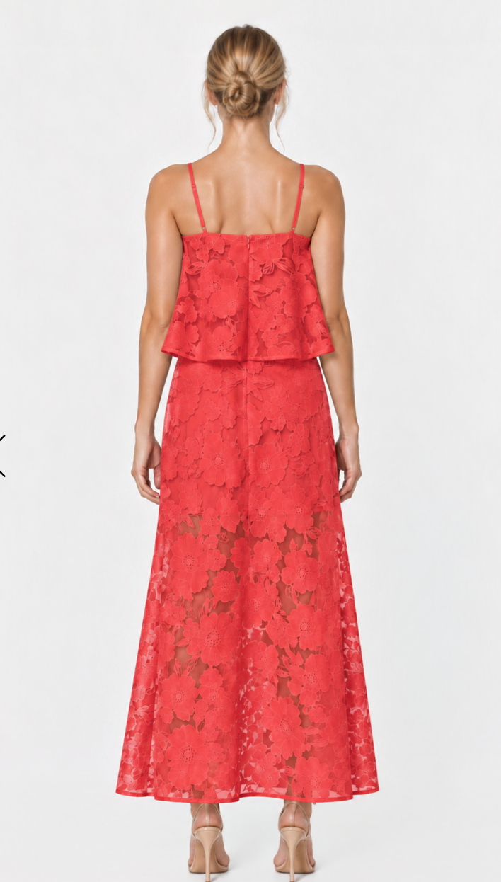 Charmaine Lace Maxi Red