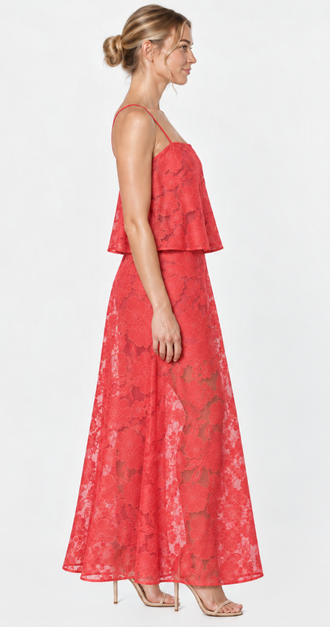 Charmaine Lace Maxi Red