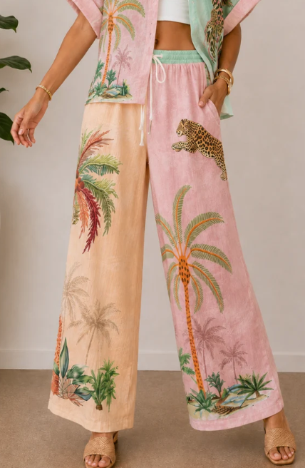 Portofino Wide Leg Pants Safari Palm
