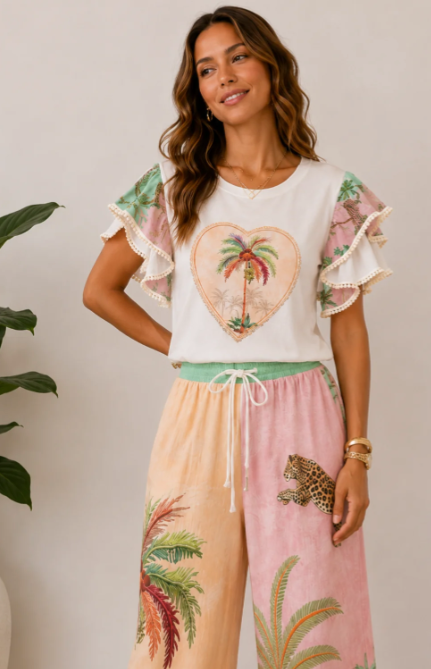 Portofino Wide Leg Pants Safari Palm