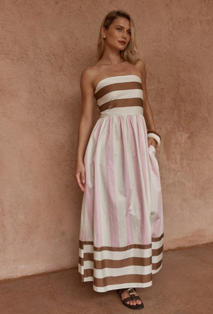 Nea Spliced Strapless Dress