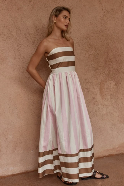 Nea Spliced Strapless Dress