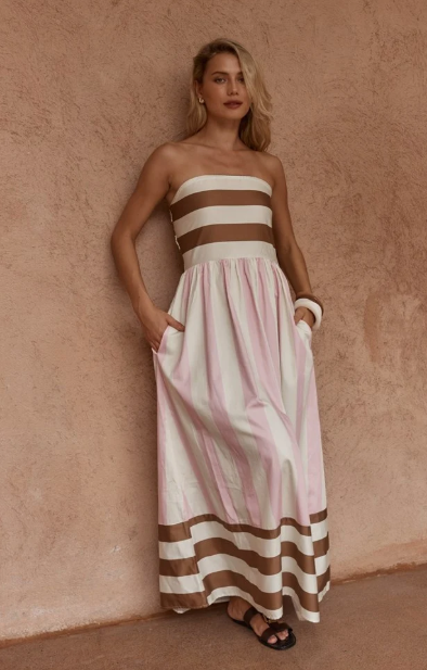 Nea Spliced Strapless Dress