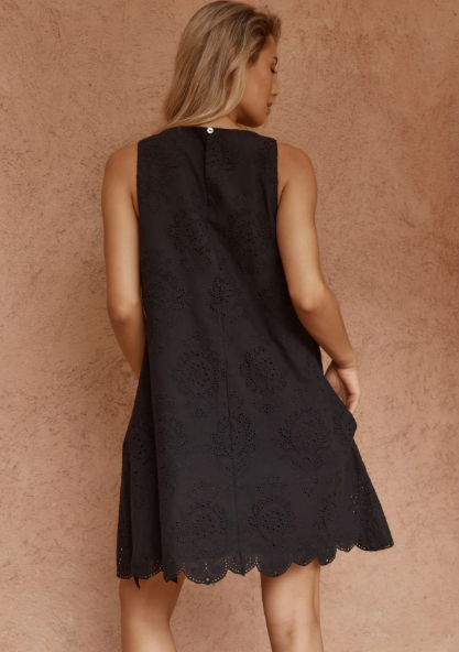 Mavis Broderie Shift Dress Black